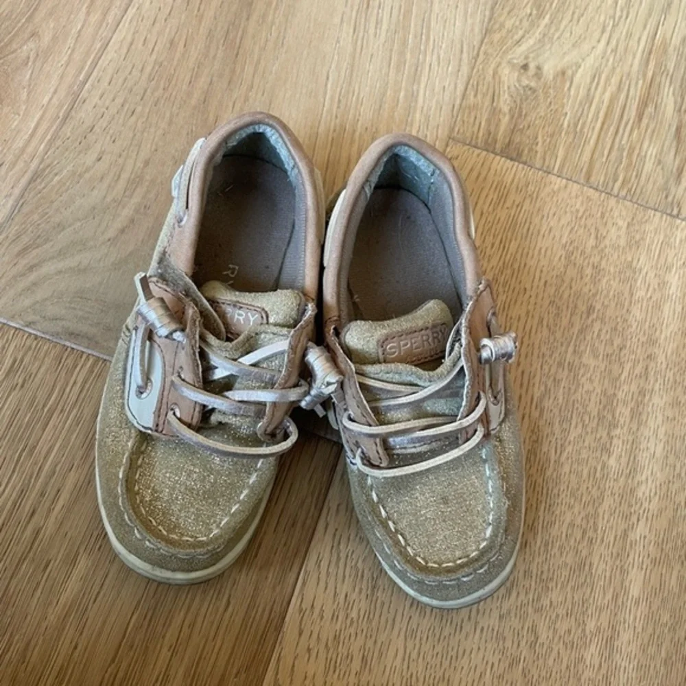 Sperry loafers glitter leather with Velcro girls 9 toddler